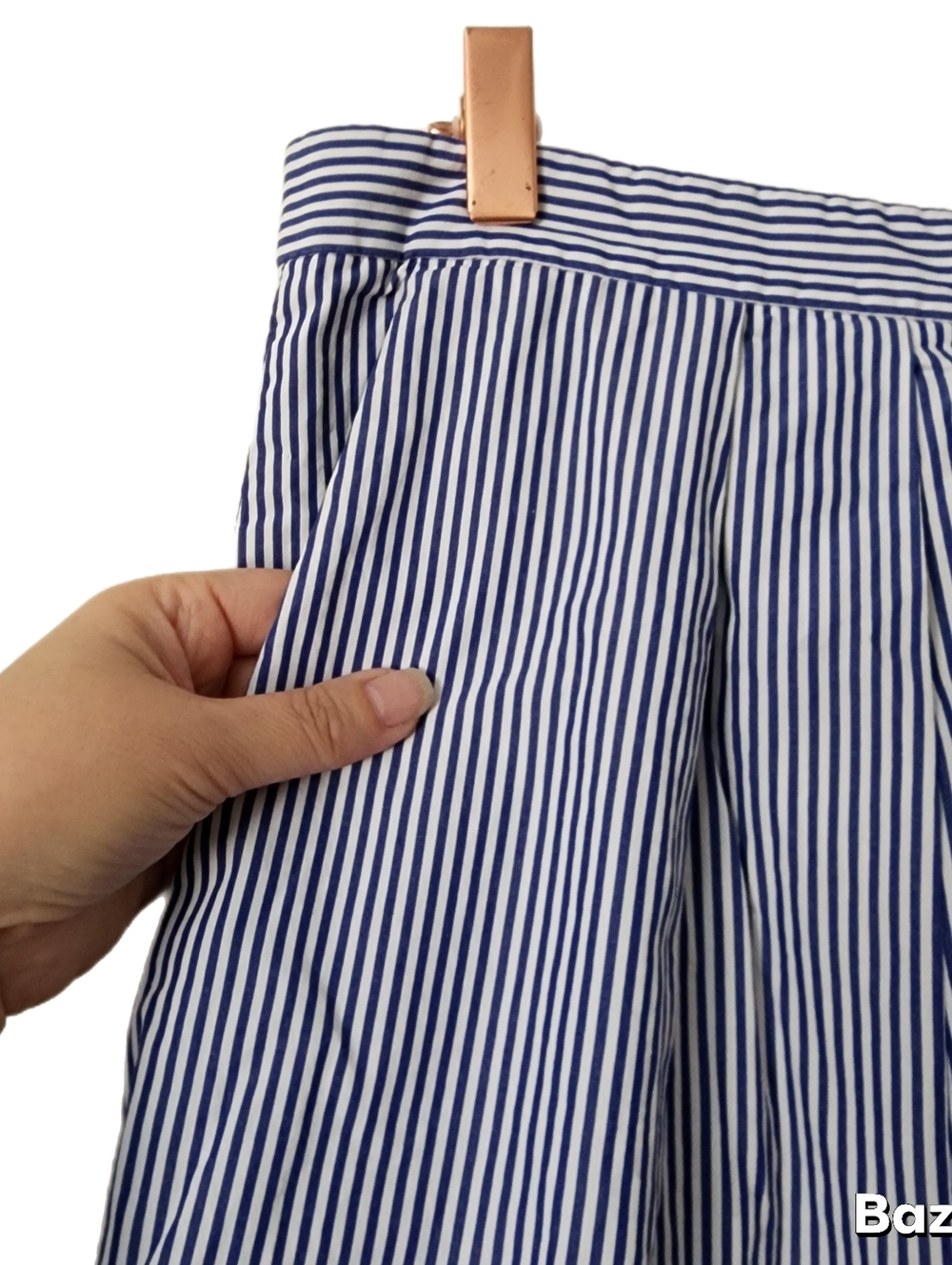 J. Crew Pants Womens Size 10 Blue White Stripe Wide Leg Culotte Crop Pleated - Picture 3 of 7